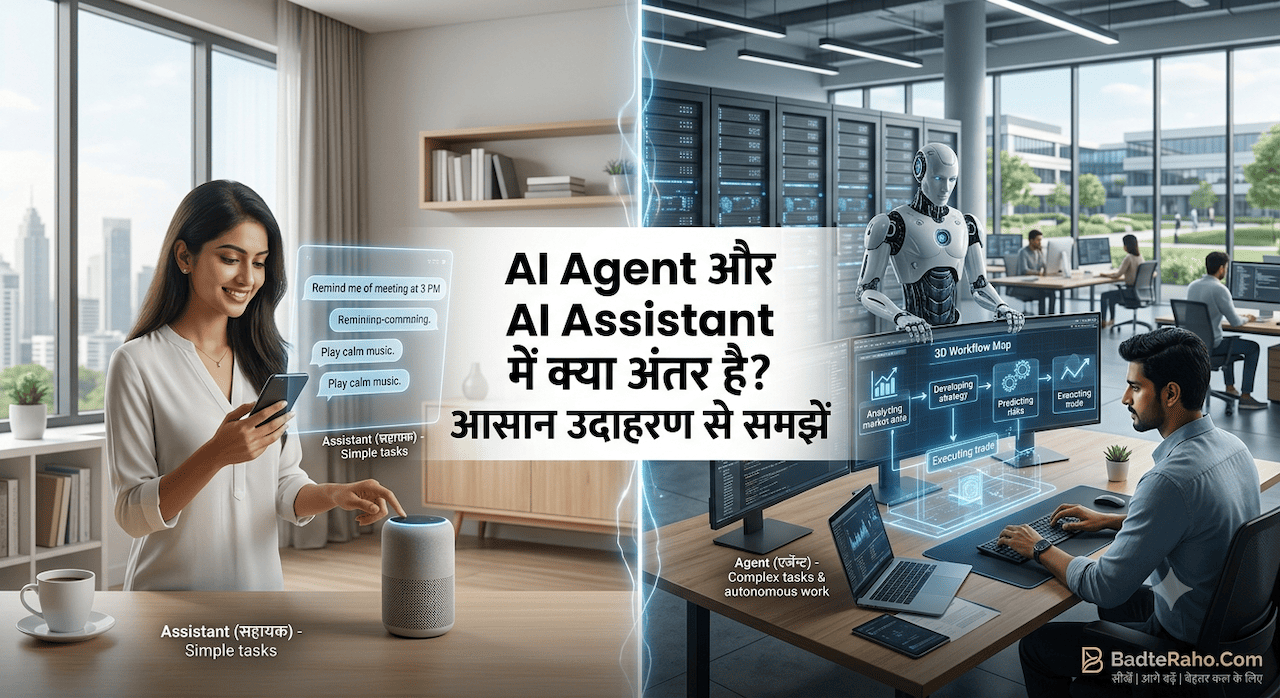Difference between AI Agent and AI Assistant BadteRaho