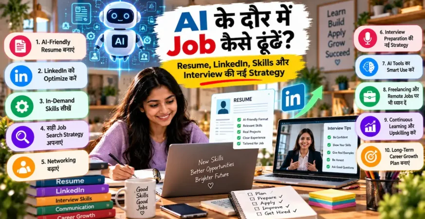 AI के दौर में resume, LinkedIn, skills और job search strategy को दिखाती featured image.