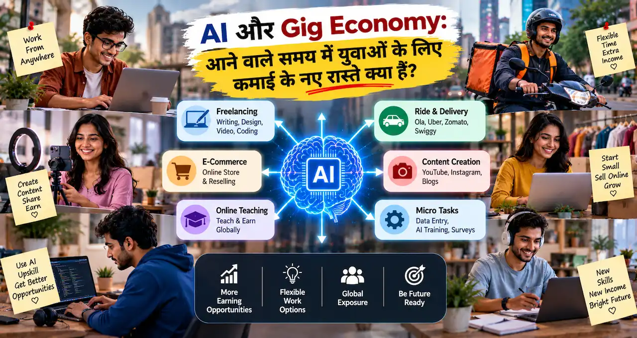AI tools और gig economy के जरिए युवाओं के लिए काम, skills और earning opportunities का overview