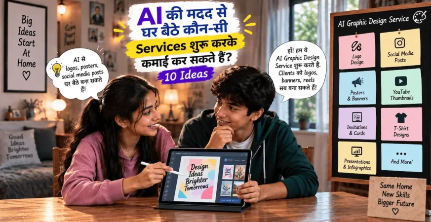 घर बैठे AI की मदद से service business शुरू करने के practical ideas को दिखाती featured image.