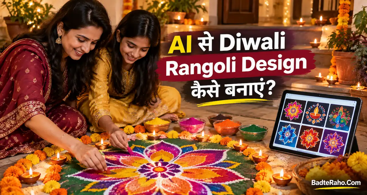 Diwali के लिए colorful rangoli patterns और traditional floor decoration बनाने के AI prompt ideas