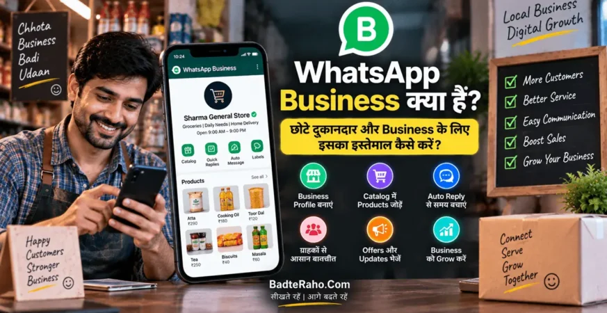 छोटे दुकानदारों के लिए WhatsApp Business के practical use को दिखाती featured image.