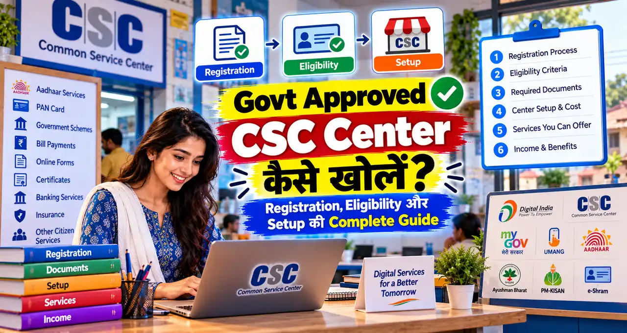CSC Center शुरू करने के लिए registration, documents, eligibility और computer setup समझता applicant