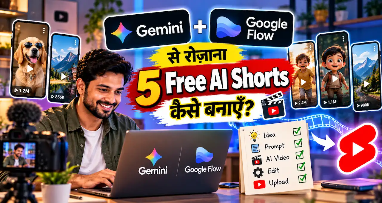 Gemini script divided into four 8-second scenes and converted into a 32-second AI Short using Google Flow free credits