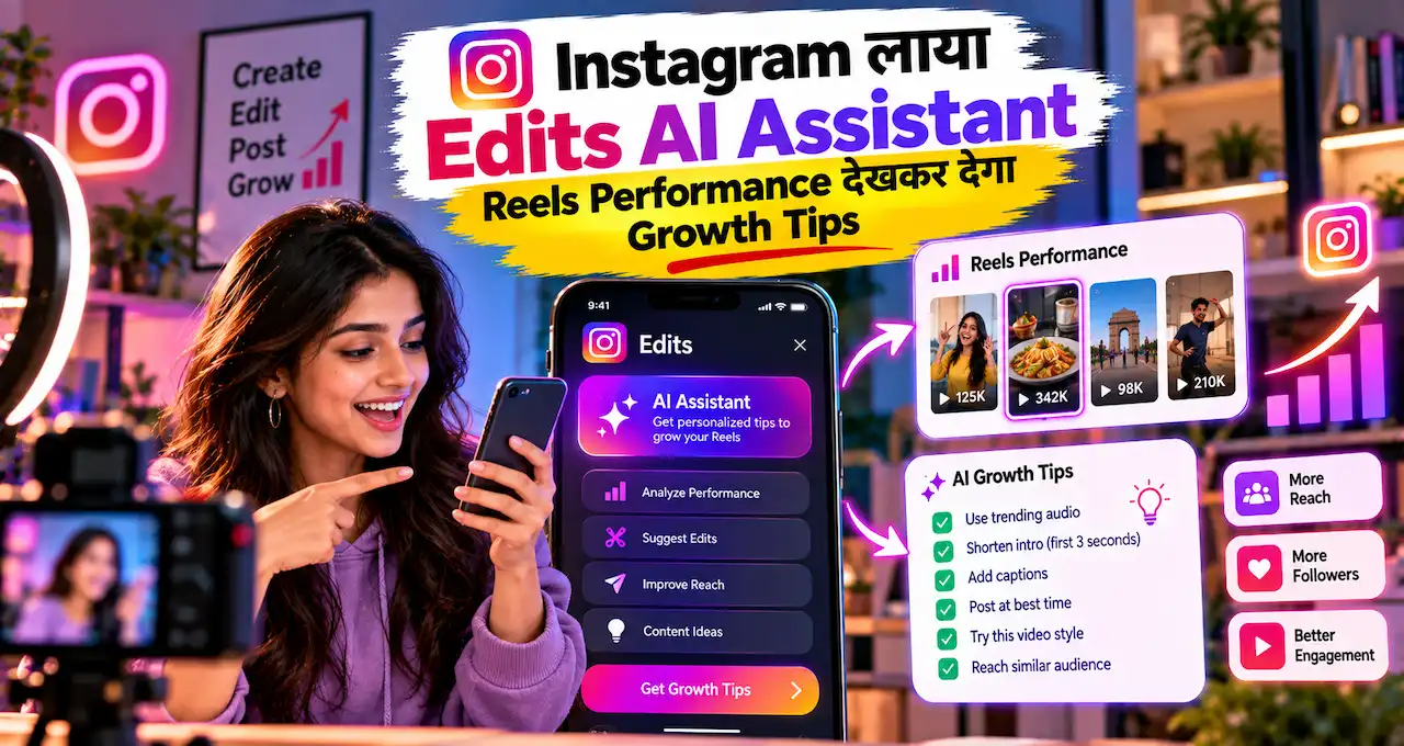 Instagram Edits AI Assistant analyzing Reels views, retention and trends to suggest personalized creator growth ideas