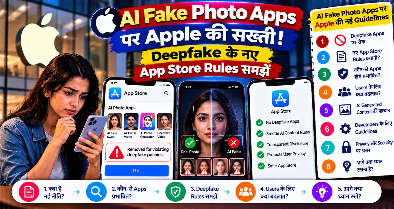 Apple App Store के AI deepfake और fake photo apps के नए safety rules के बारे में featured image