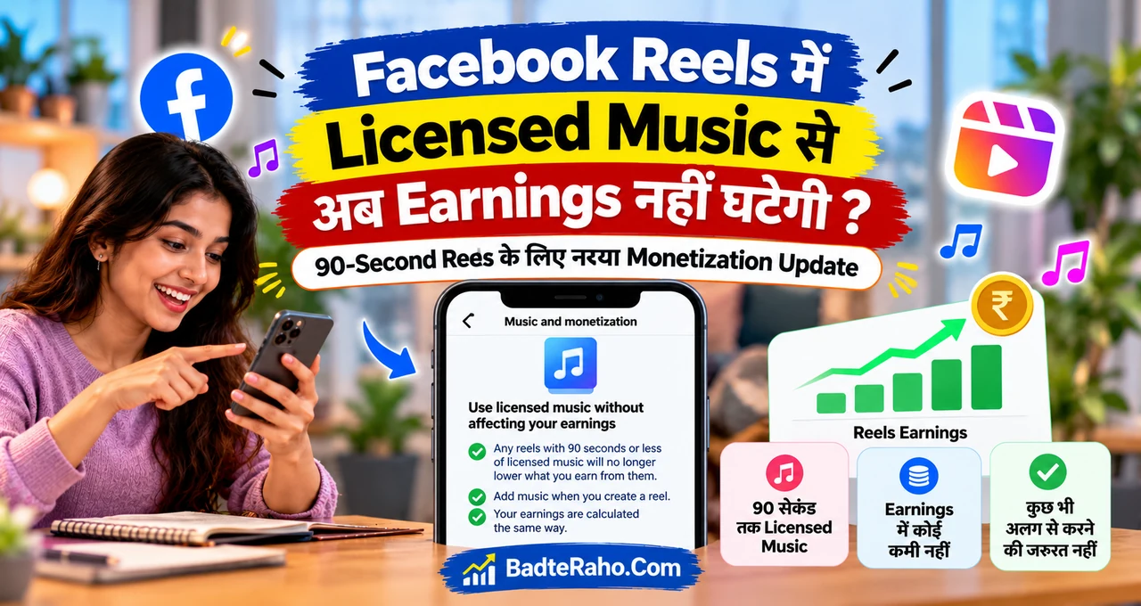 Facebook Reels licensed music monetization update with centered safe-zone headline