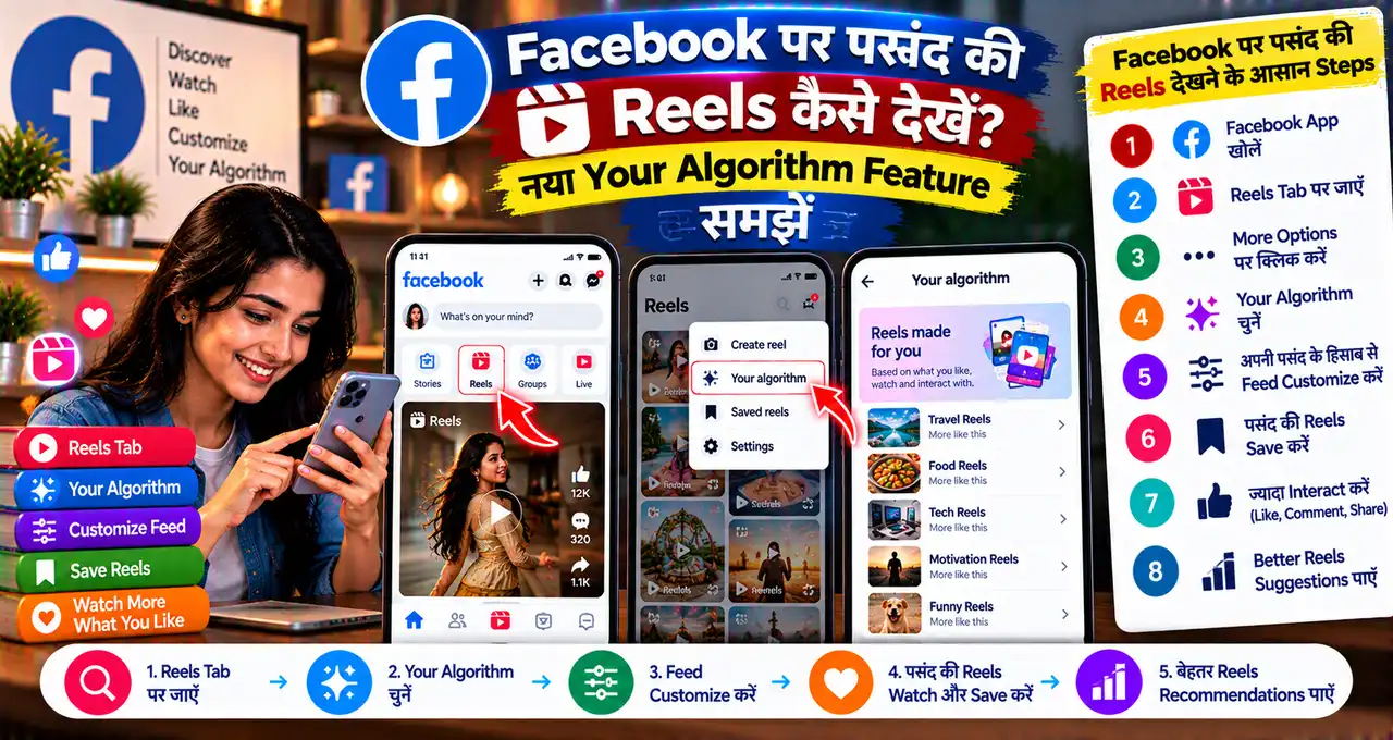 Facebook Your Algorithm feature से Reels और Feed preferences control करने के बारे में featured image