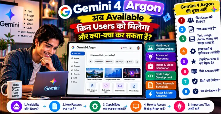 Google Gemini 4 Argon AI model, availability और advanced tasks के बारे में featured image