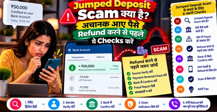 Jumped Deposit Scam में अचानक आए पैसे refund करने से पहले UPI safety checks के बारे में featured image